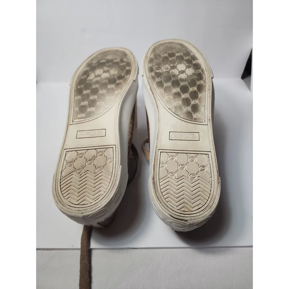 WOMENS bebe  LOGO METALLIC GOLD DANE LACE UP SNEAKERS SZ 10